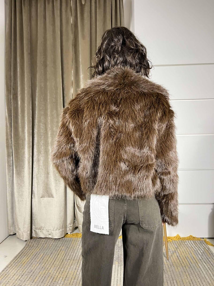 ecopelliccia corta collo sciallato moro KDY-P035MORO HAVE ONE