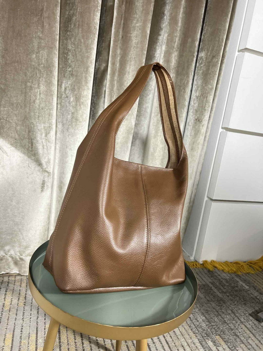 borsa a spalla in vera pelle con zip bruciato 597821 BRUCIATO FEMME CAFE SELECTION