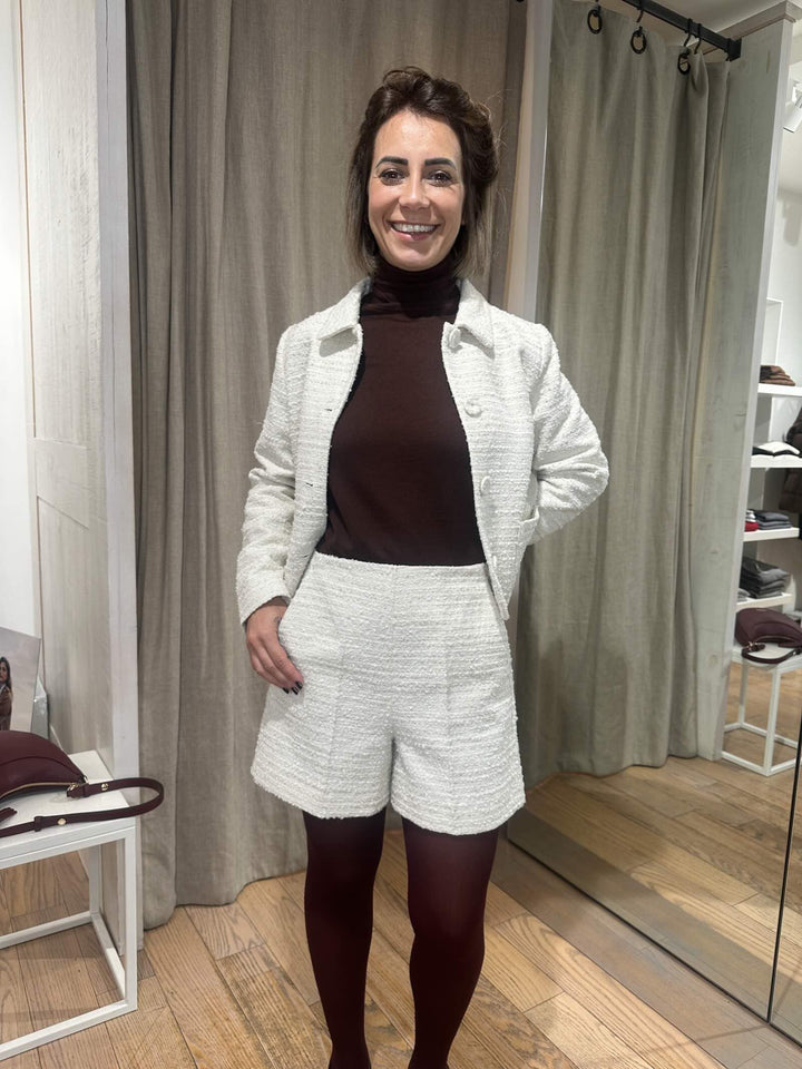 SHORTS AVORIO IN STUOIA JACQUARD LAMè GOLOSO001 iBLUES 2