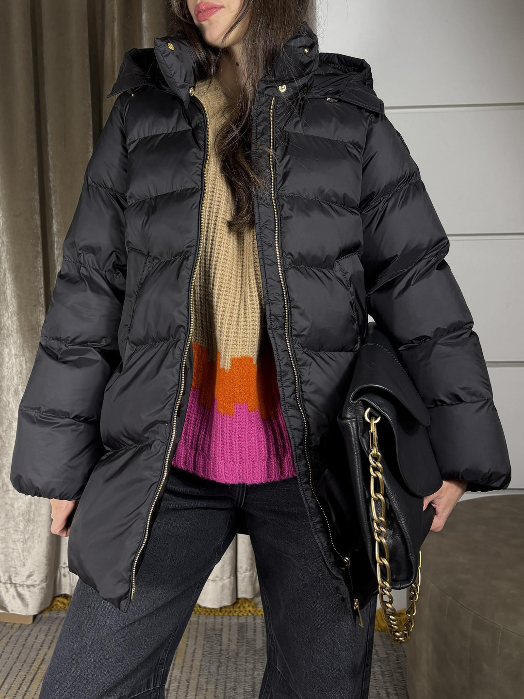 PIUMINO IMBOTTITO MARRONE CALZONE CAPPOTTOM04 PINKO