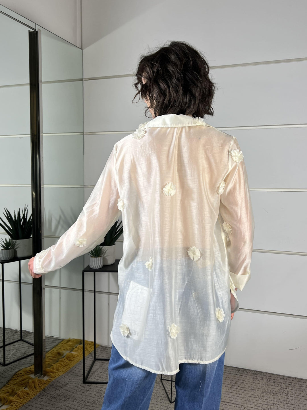 camicia fiori ricamatil atte 26522LATTE SUSY MIX