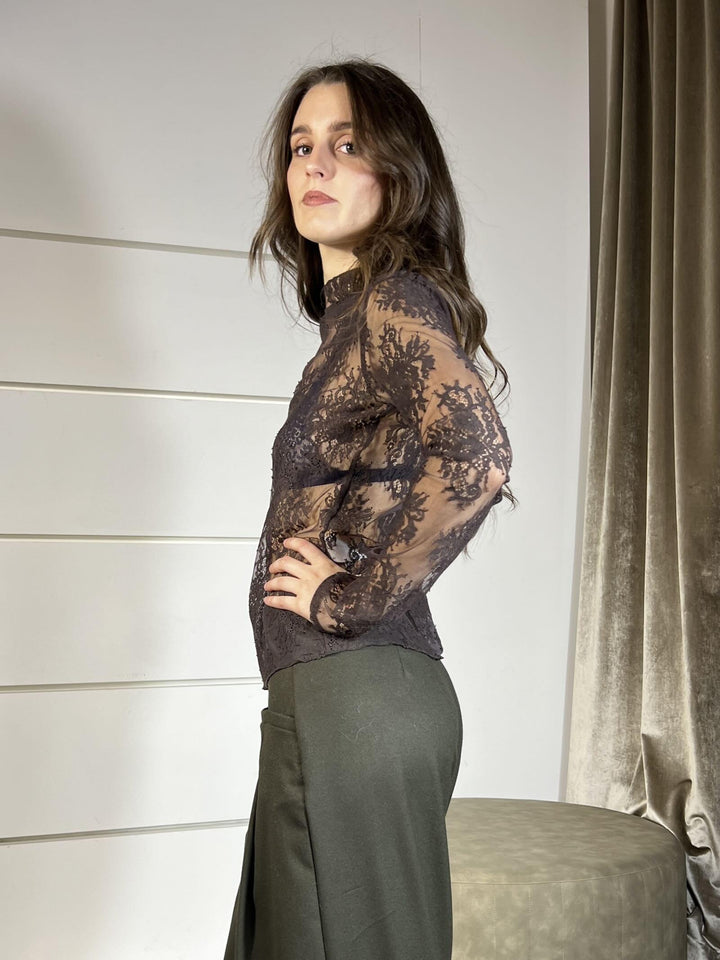 maglia in pizzo con colletto moro MMA-P138MORO HAVE ONE