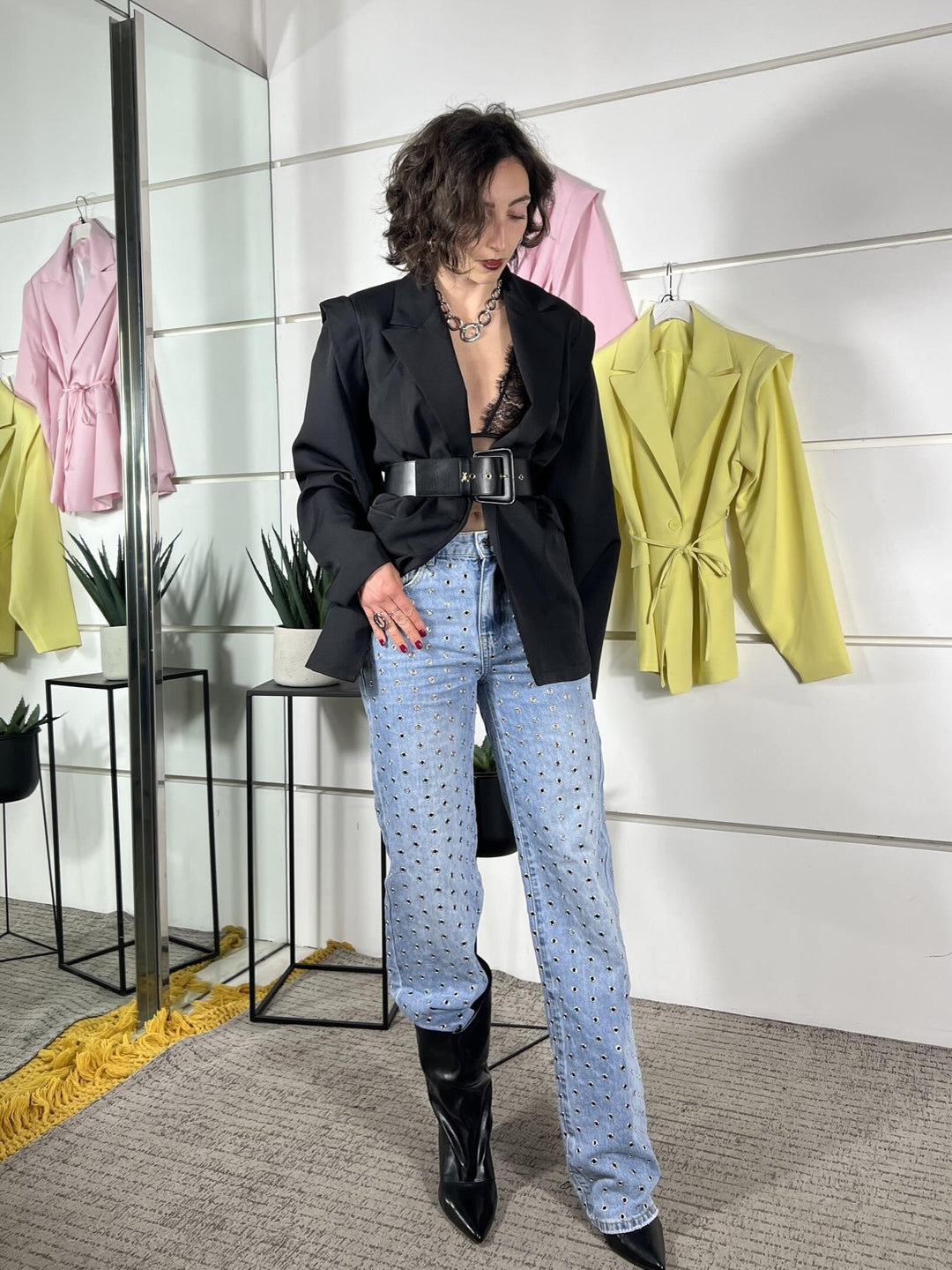 jeans modello alex con borchie DAB5002DENIM CHIARO VICOLO