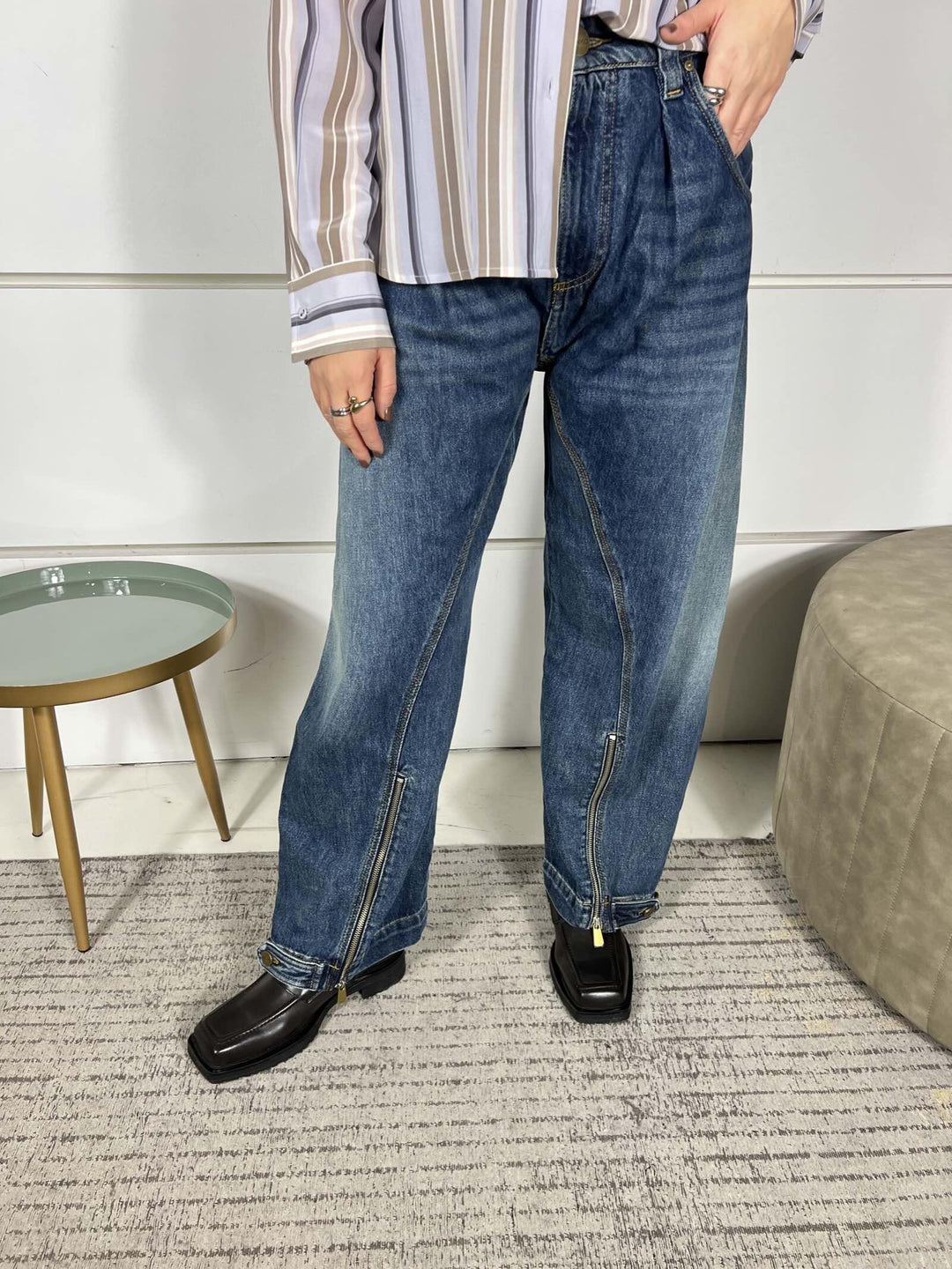 jeans baloon con zip e pince denim medio scuro SICURO ZIP PANTALONEPJZ PINKO