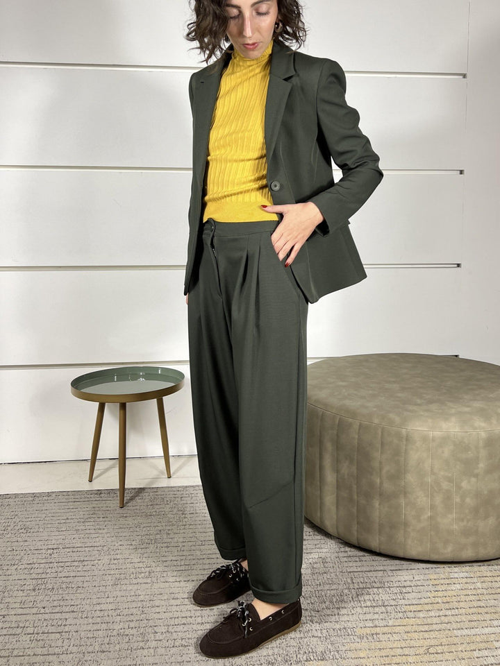 pantalone carrot con pinces verde militare TF0688VERDE MILITARE VICOLO