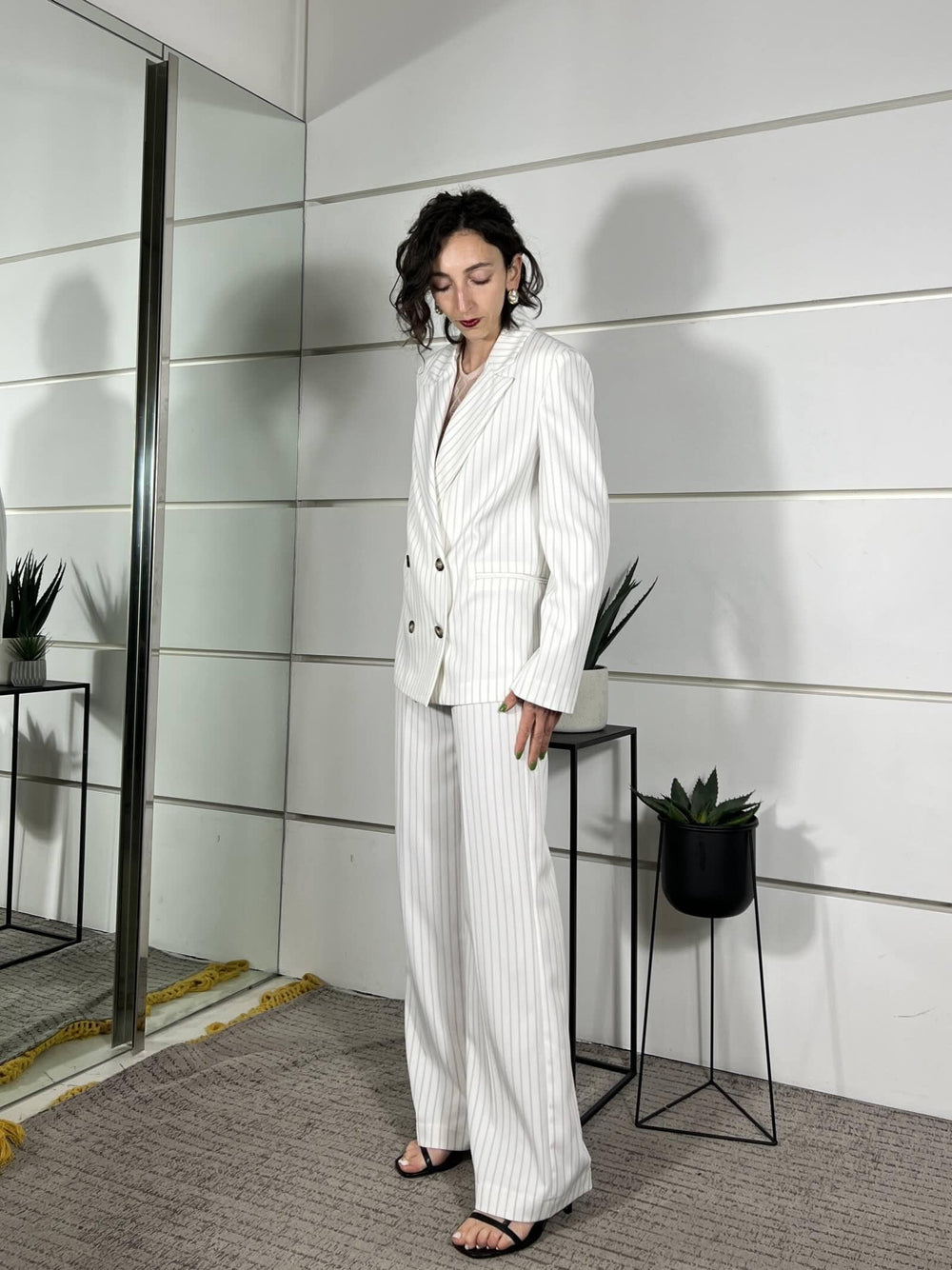 giacca doppiopetto gessata burro TAB1050BURRO 04 VICOLO