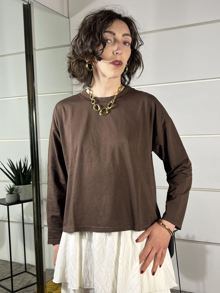 maglia scatola paricollo manica luga moro MJS-Q018MORO HAVE ONE