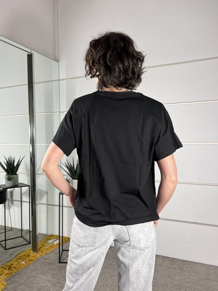 t-shirt girocollo con spalline nera con manica corta TS26SGI40NERO TWO WAY