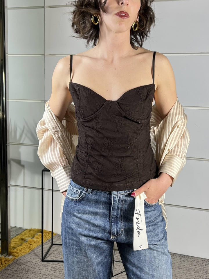 corsetto in pizzo moro TAB1395MORO VICOLO