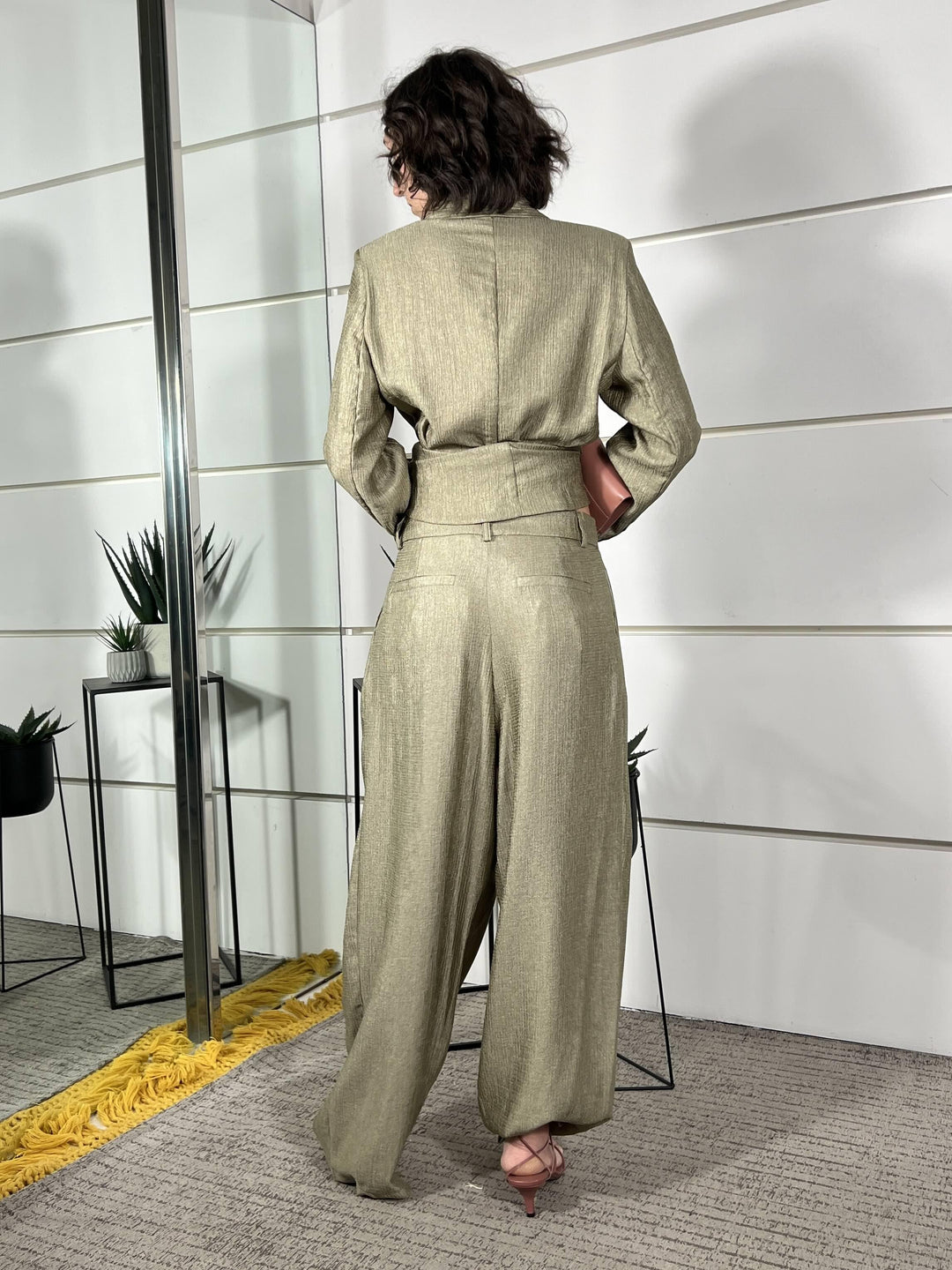 pantalone a palazzo laminato salvia V02A0194SALVIA PHILIA LOFT