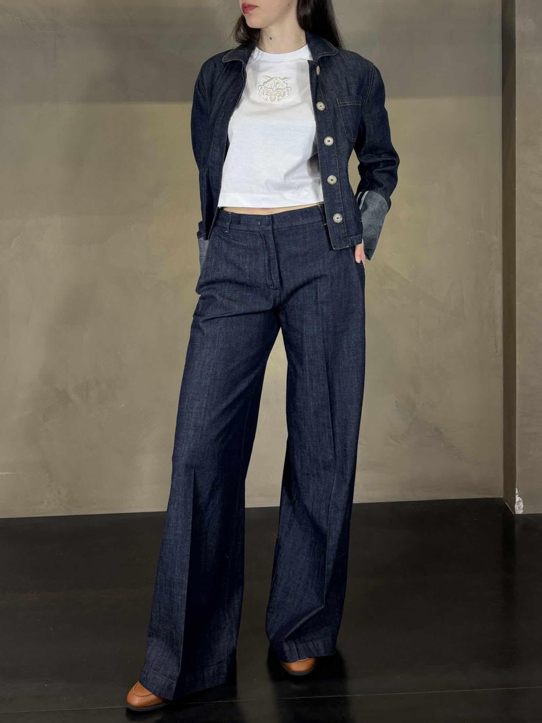 Pantalone palazzo denim scuro P021CUMG065 MANILA GRACE
