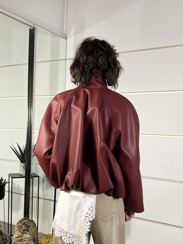 giubbotto bomber a intreccio rosso 26B4008ROSSO TENSIONE IN