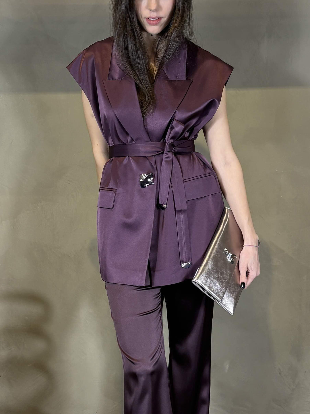 gilet satin bordeaux vino MELANZANAR57 PINKO