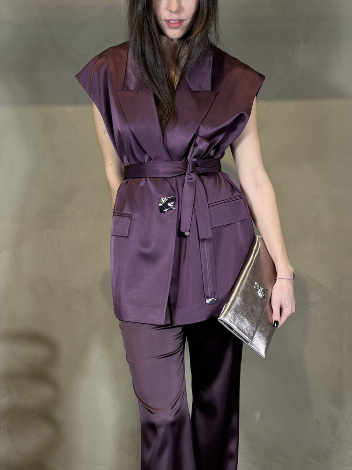 gilet satin bordeaux vino MELANZANAR57 PINKO