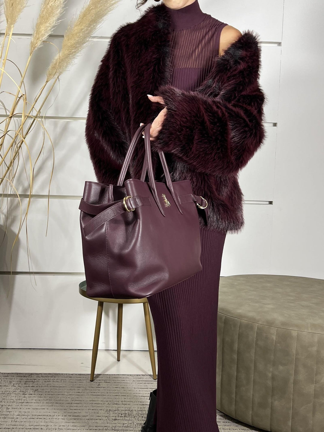 BORSA GRANDE PURPLE RED IN PELLE 8B0270L162M536 PATRIZIA PEPE PREVIEW