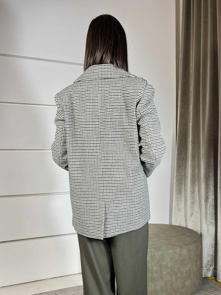 GIACCA CAPPOTTO PIED DE POULE VERDE MILITARE PANNA E NERA TF1919PANNA/NERO/VERDE MILITARE VICOLO