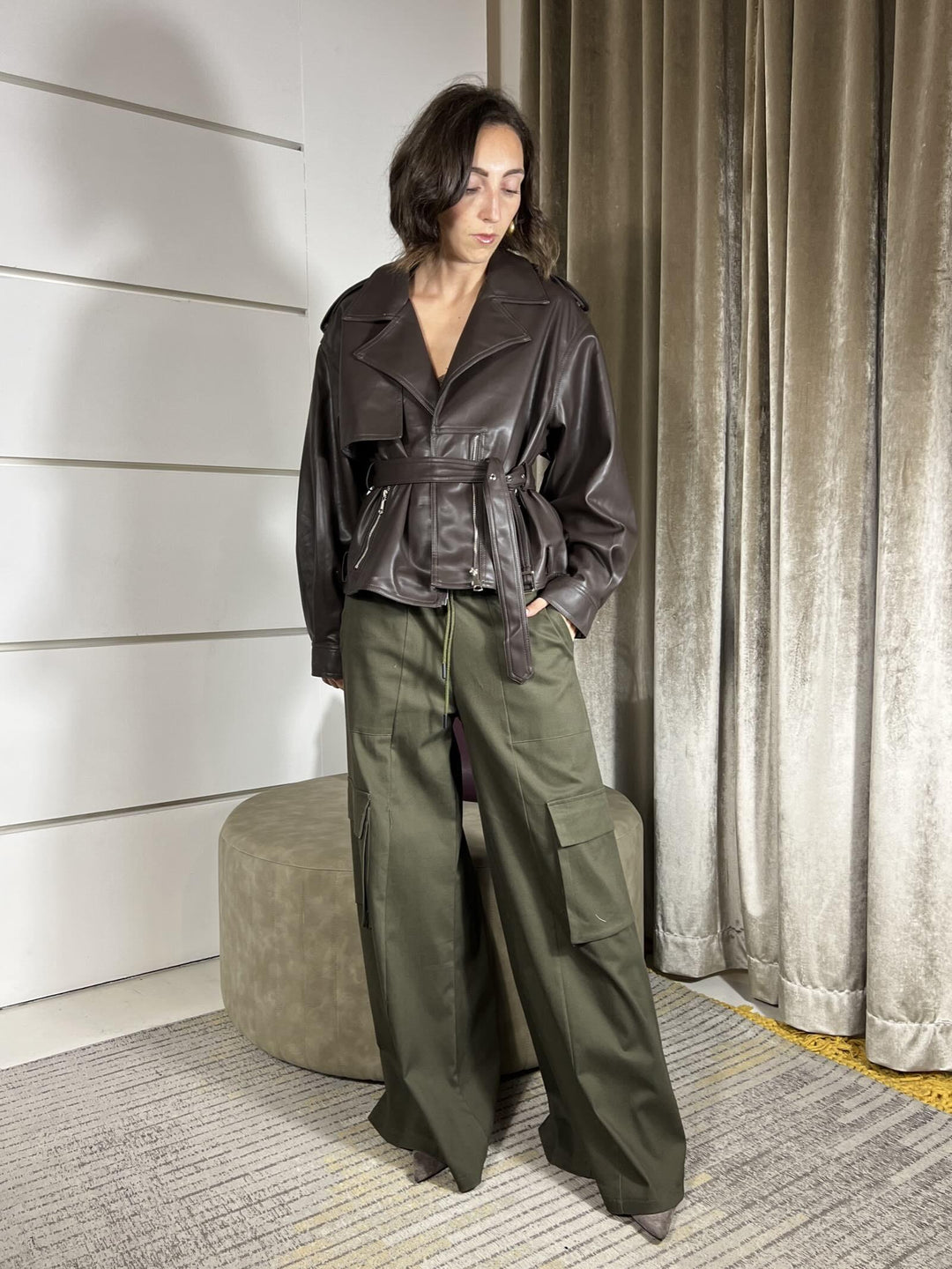 PANTALONE CARGO VERDE MILITARE PMA-P205MILITARE HAVE ONE