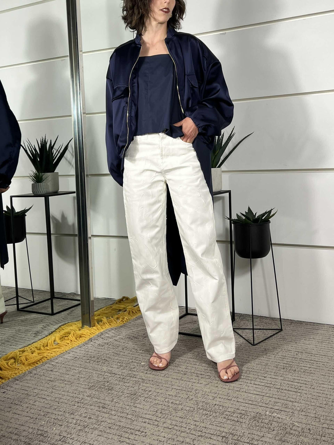 bomber con tasca satin blu TAB0623BLU VICOLO