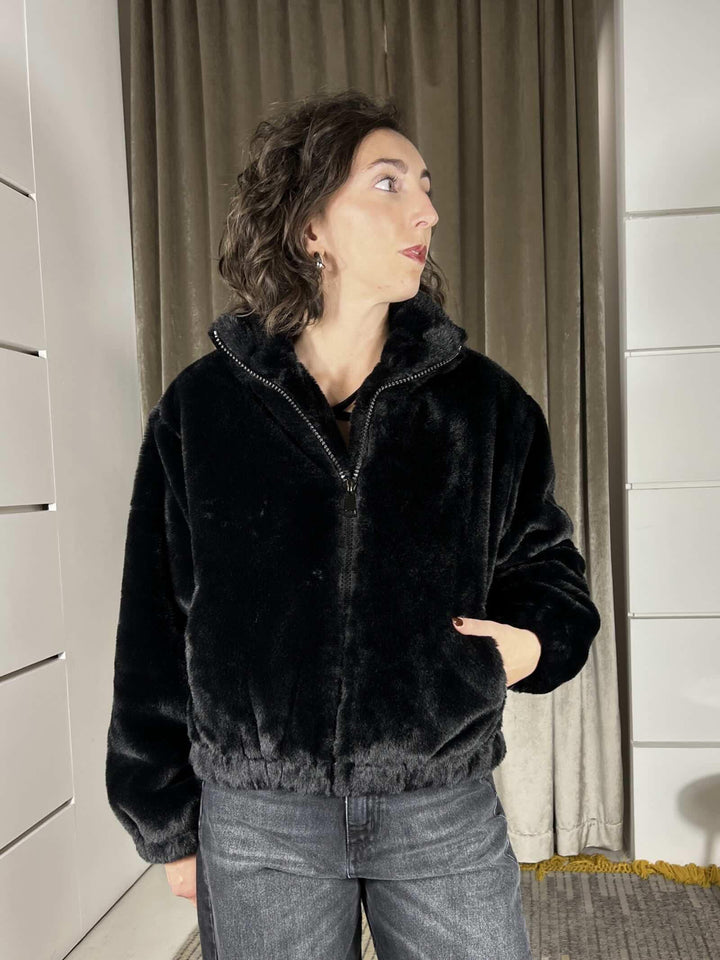 bomber a ecopelliccia nero KDY-P122NERO HAVE ONE