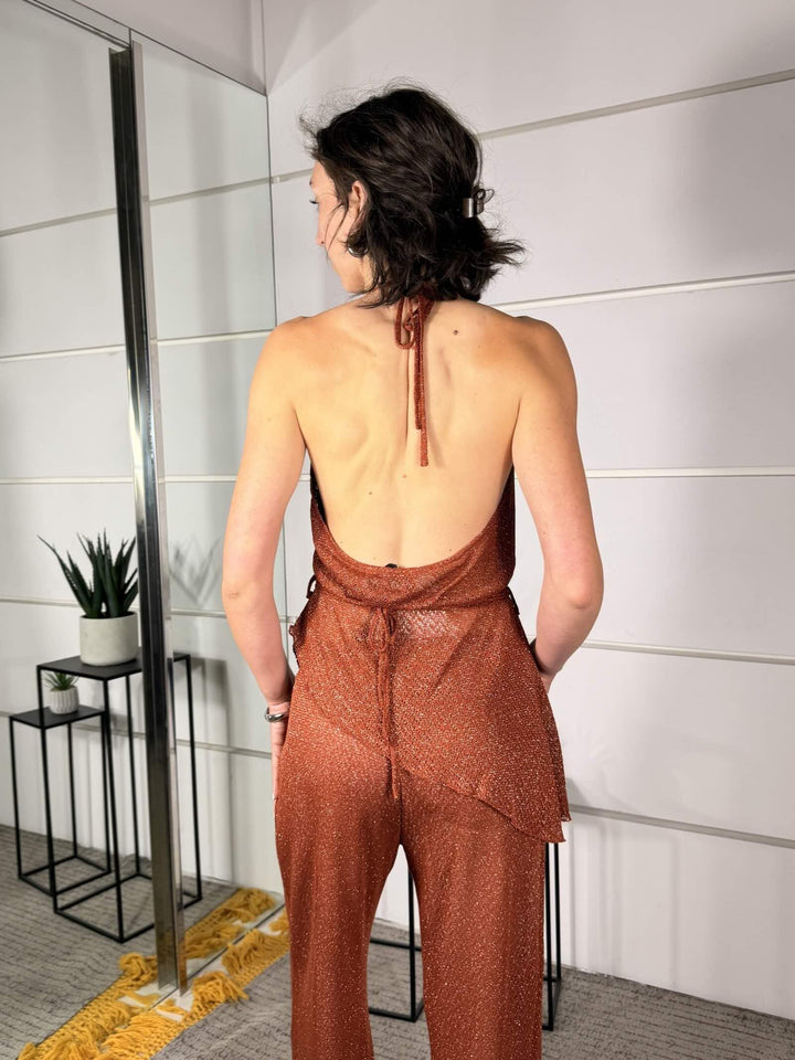 Top asimmetrico bruciato in lurex con scollo ad anello RVS-Q070BRUCIATO HAVE ONE