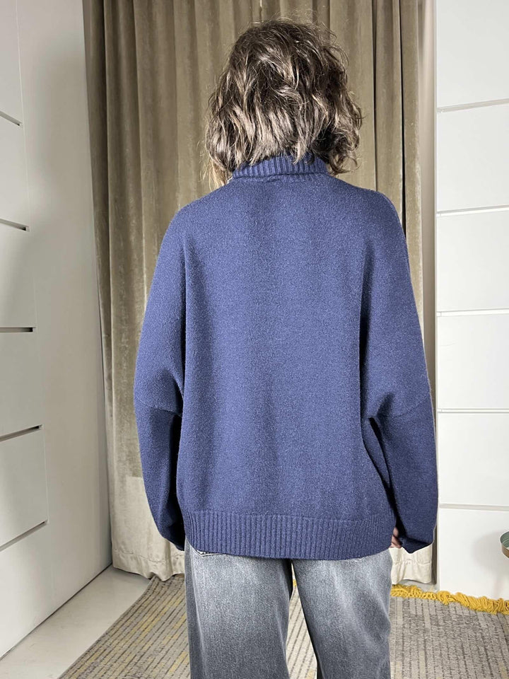 maglione collo alto con coste blu M30258911650 IMPERIAL