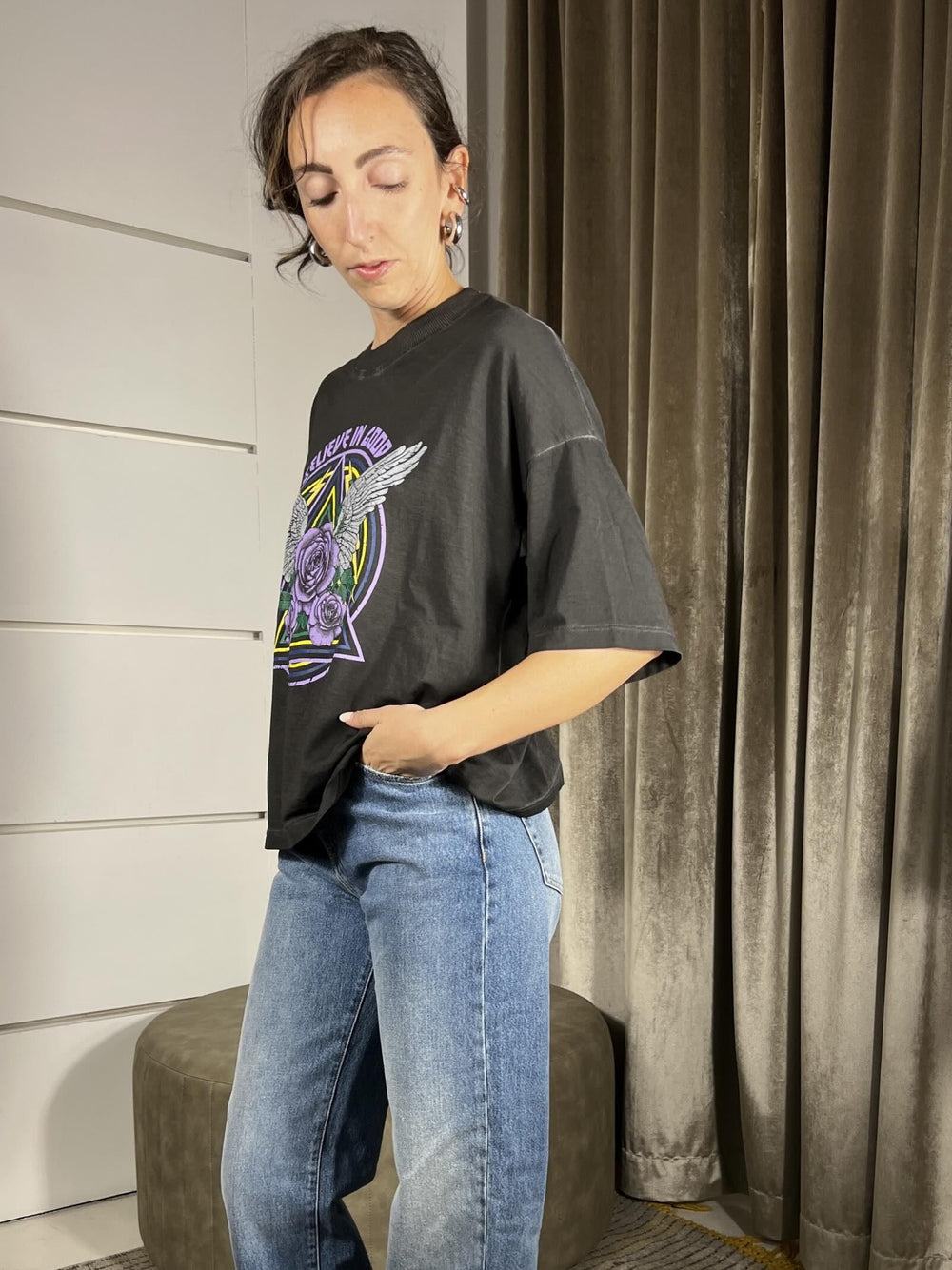 T-SHIRT GRIGIA MANICA CORTA CON STAMPA BELIVE IN GOD TFW-P022GRIGIO HAVE ONE