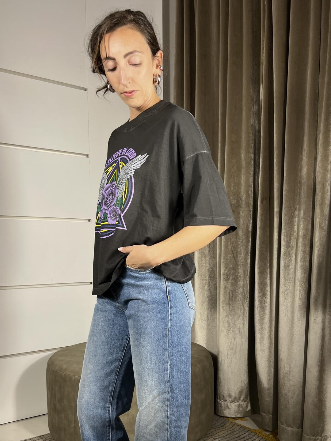 T-SHIRT GRIGIA MANICA CORTA CON STAMPA BELIVE IN GOD TFW-P022GRIGIO HAVE ONE