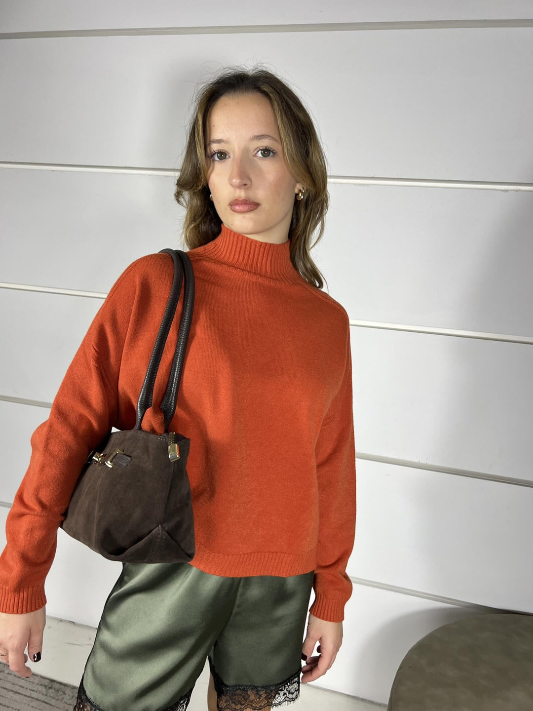 borsa modello baguette scamosciata moro BACILSUMORO SUSY MIX