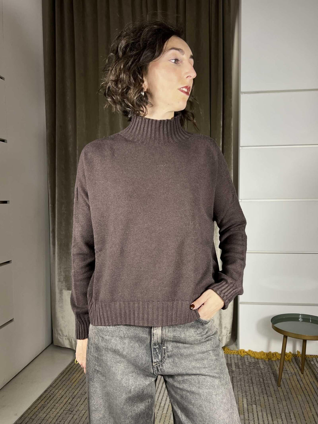 maglia collo alto moro in calda viscosa SSX431MORO SUSY MIX