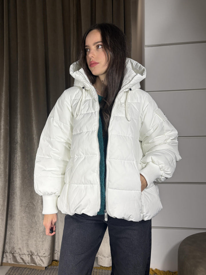 PIUMINO IMBOTTITO CORTO BIANCO CRUSCA CAPPAZ05 PINKO