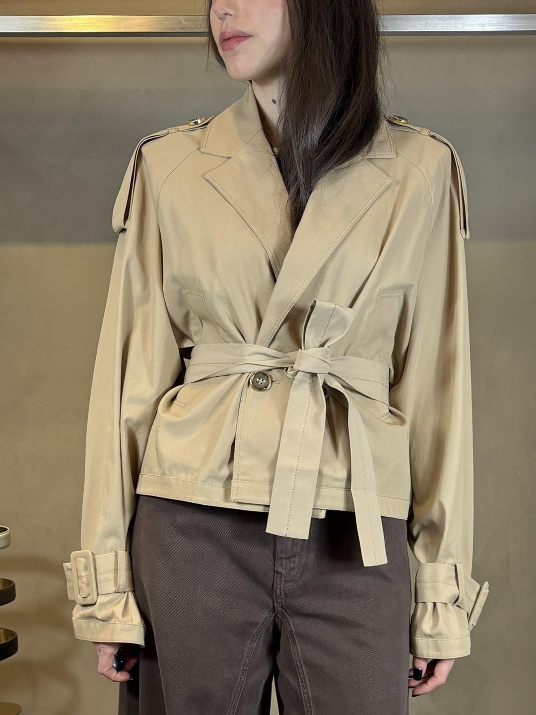 trench doppiopetto beige con cintura in vita TANYAD41 PINKO
