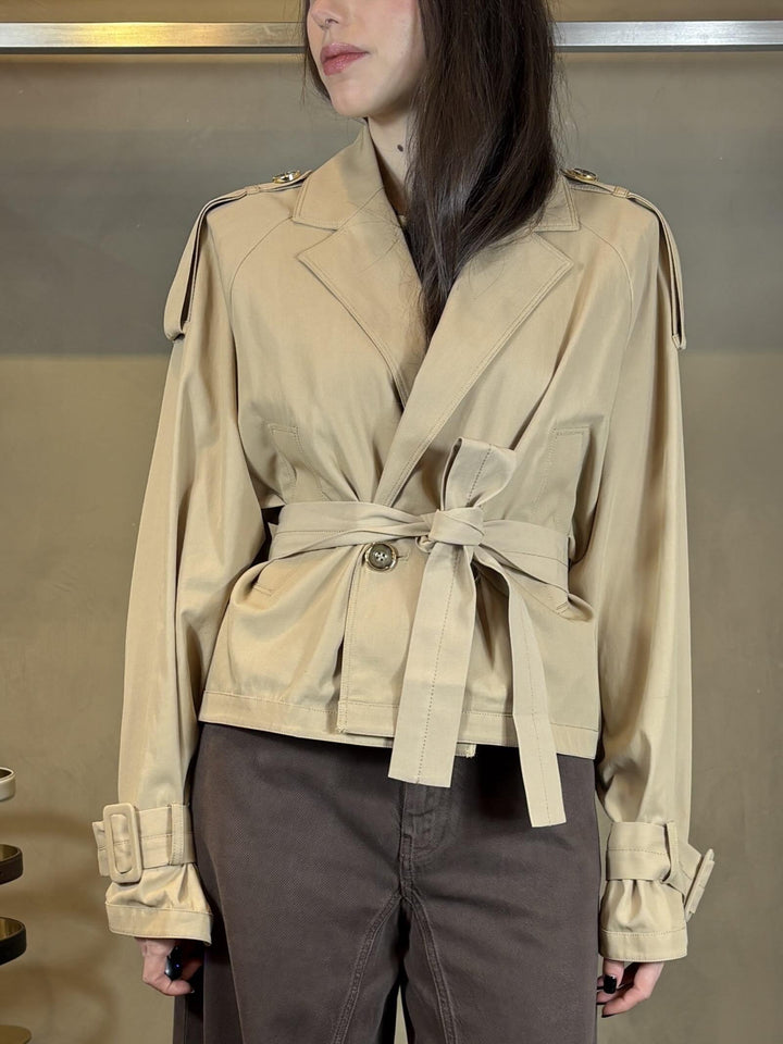 trench doppiopetto beige con cintura in vita TANYAD41 PINKO