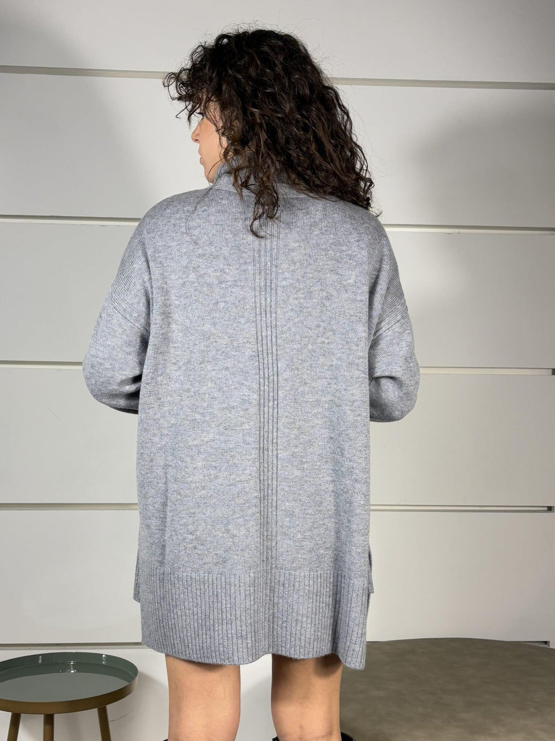 cardigan lungo grigio con scollo a V e bottoni TASMANIA CARDIGANII2 PINKO