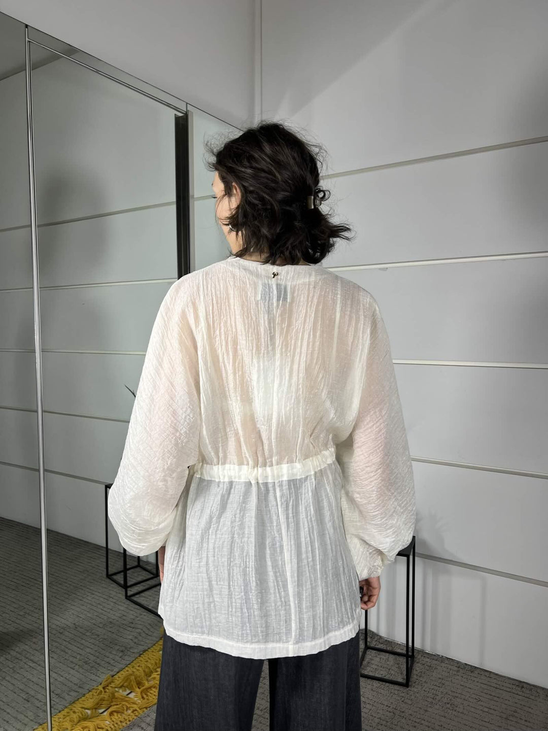 camicia burro kimono in voile con fiocco in vita V02A1220BURRO PHILIA LOFT