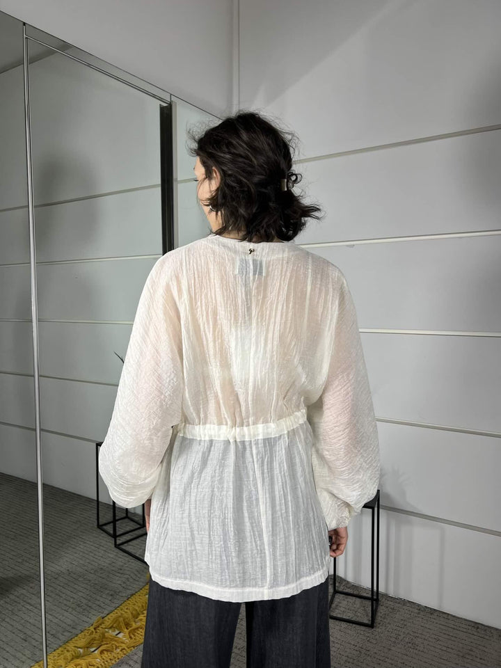 camicia burro kimono in voile con fiocco in vita V02A1220BURRO PHILIA LOFT