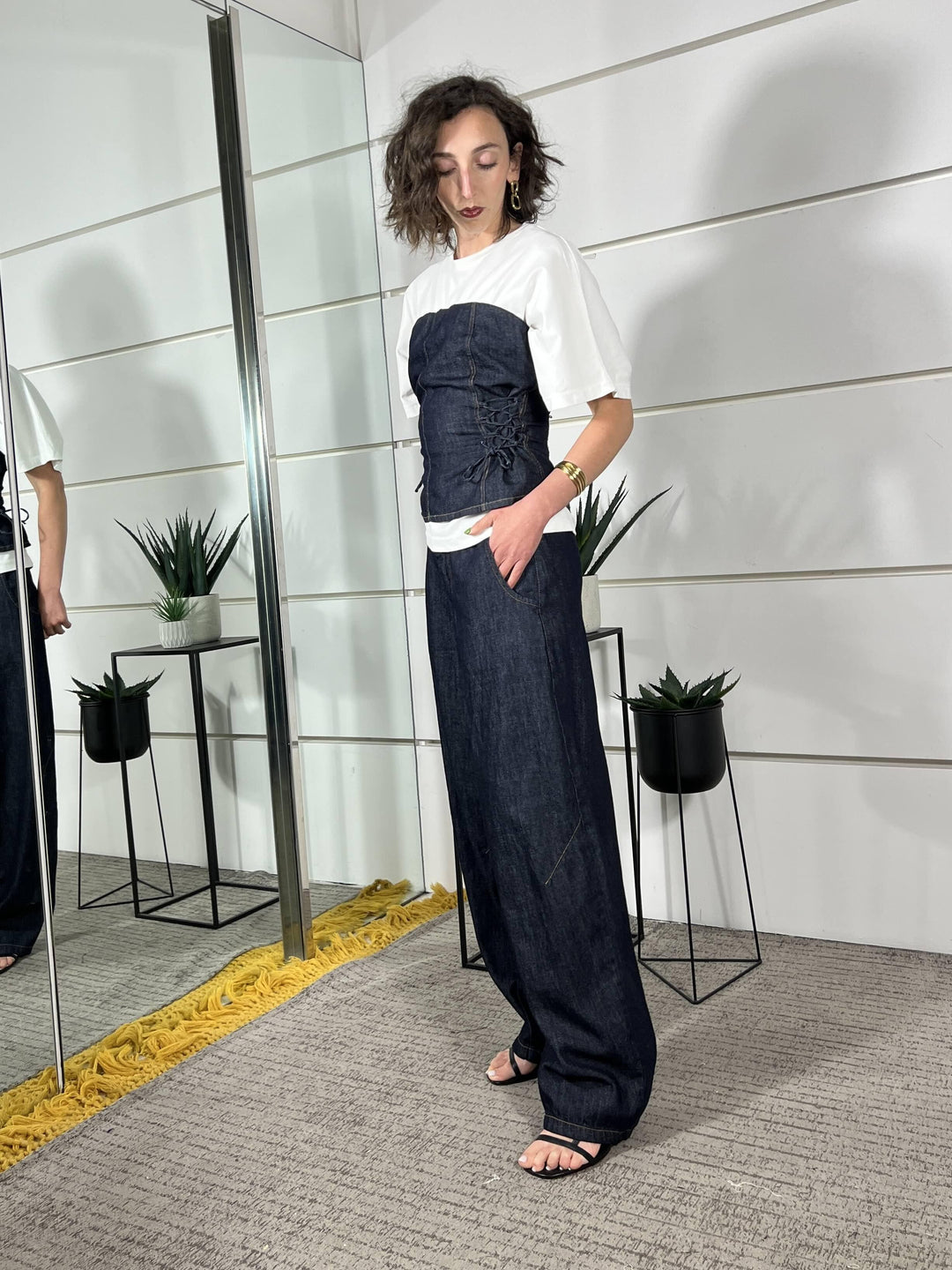 pantalone in denim scuro barrel D02E1085DENIM PHILIA LOFT