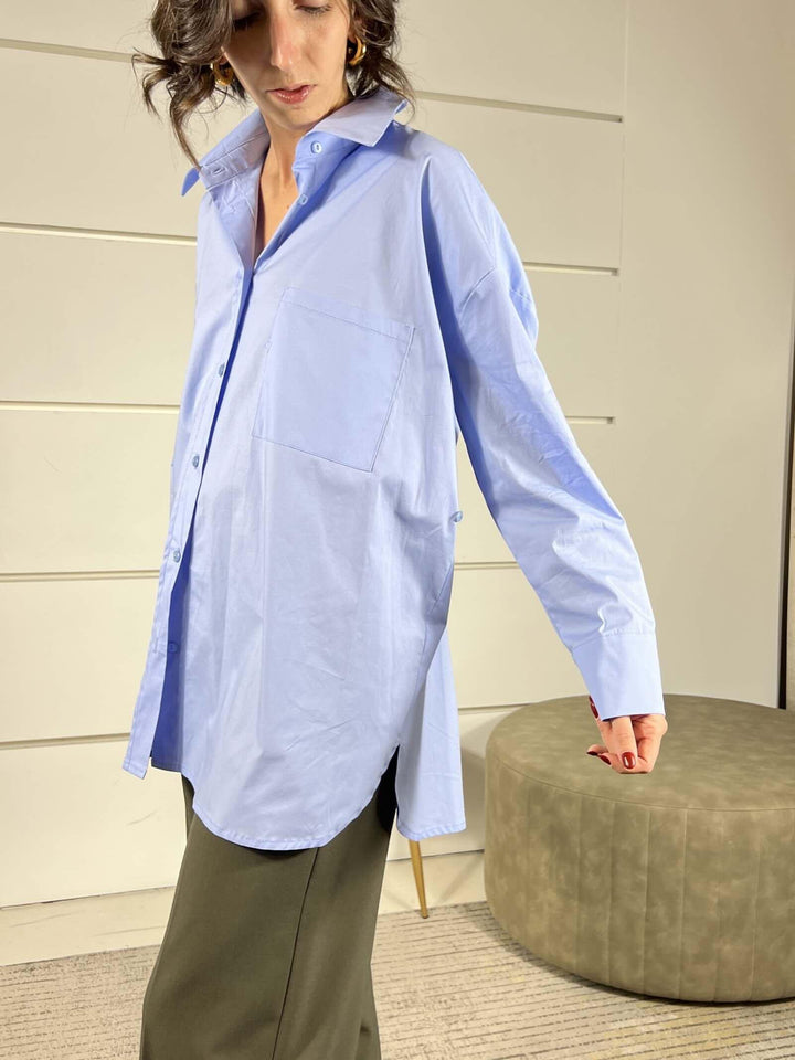 camicia con allacciatura storta celeste 26C1016CELESTE TENSIONE IN