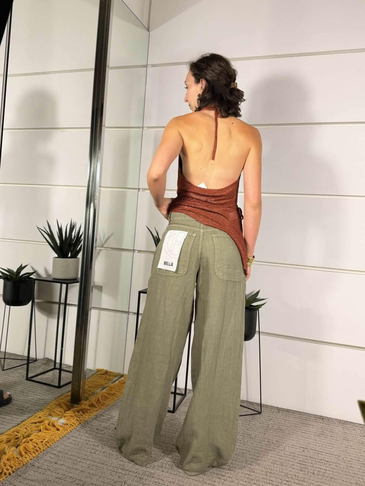 pantalone bella in lino militare PLS-Q222MILITARE HAVE ONE