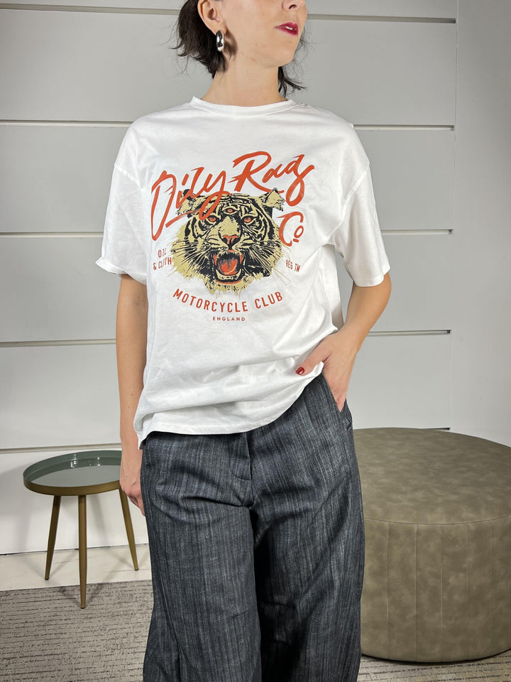 t-shirt bianca con tigre TMA-P041BURRO HAVE ONE