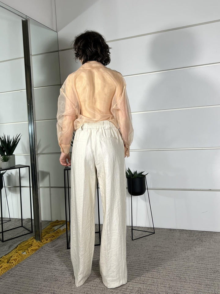 pantalone a palazzo con elastico nel retro oro 26P4194ORO TENSIONE IN