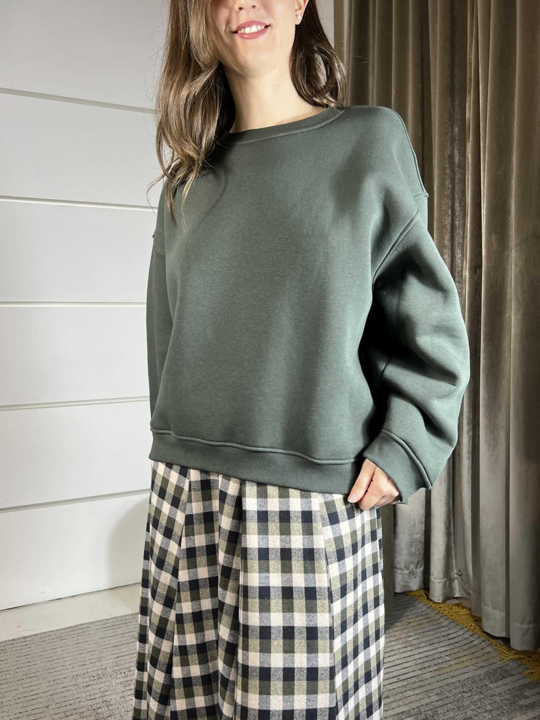 FELPA OVER FELPATA GIROCOLLO VERE MILITARE TF1753VERDE VICOLO