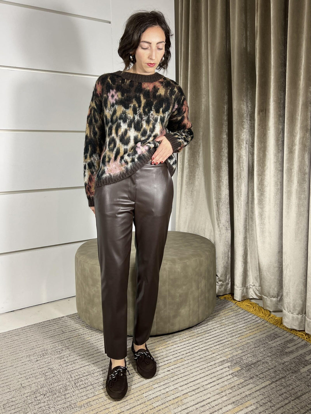 pantalone in ecopelle moro TF1737MORO VICOLO