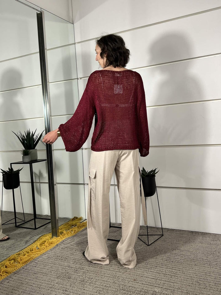 pantalone a palazzo cargo sabbia SM222ABEIGE SUSY MIX