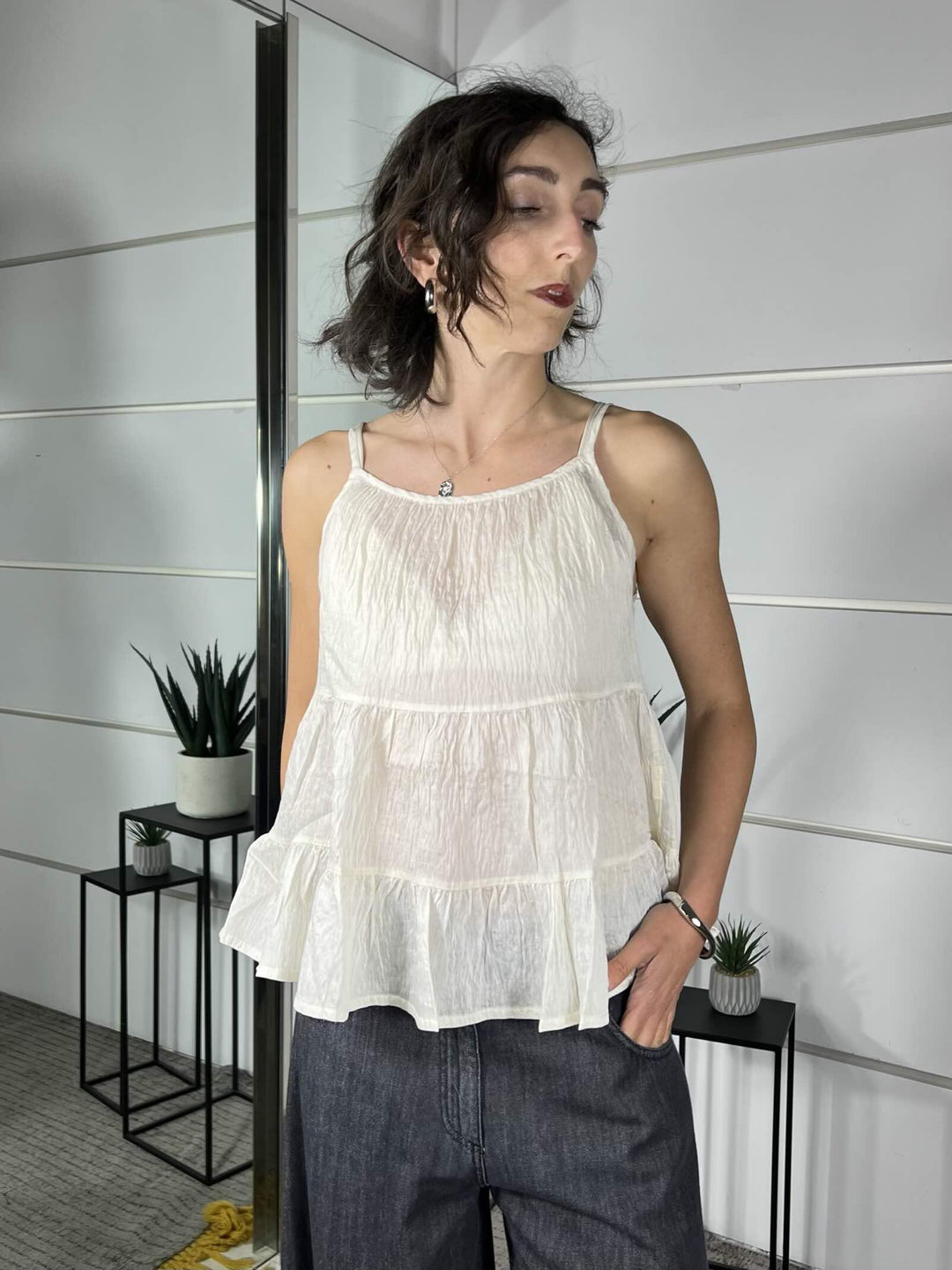 top burro in voile a balze 2506V79BURRO SUSY MIX