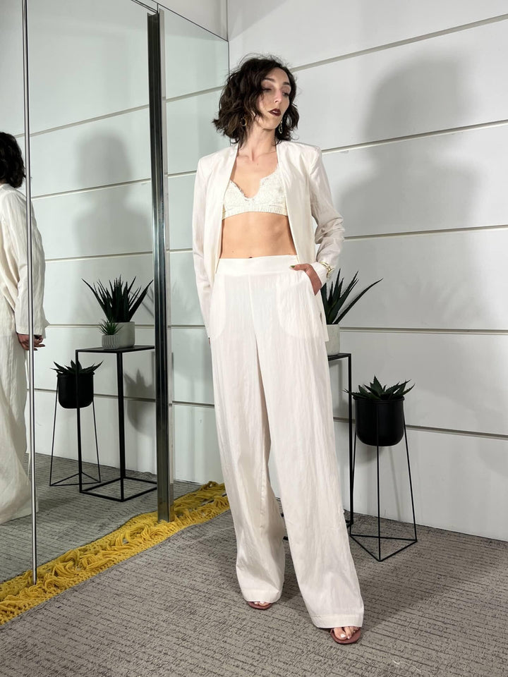 completo giacca kimono con cinta e pantalone a palazzo panna 30325PANNA SUSY MIX