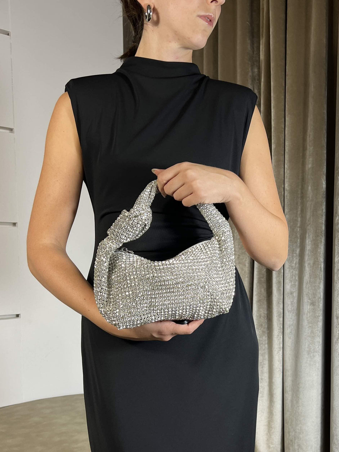 borsa a nodo con strass 571SILVER FEMME CAFE SELECTION