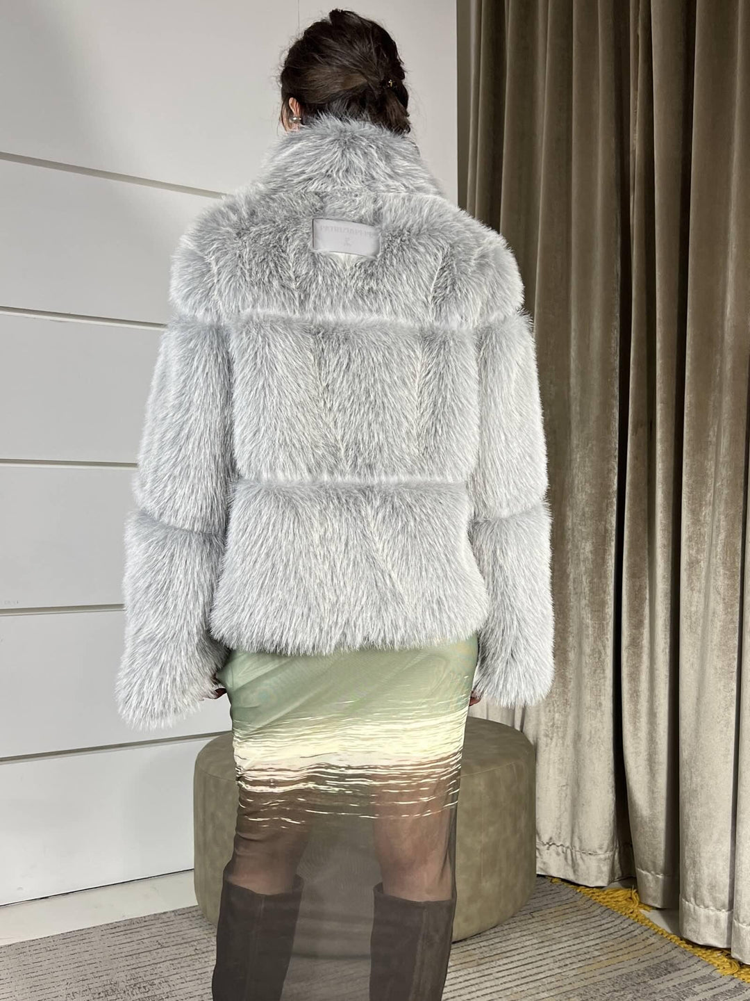 ECOPELLICCIA COLLO ALTO GRIGIa CON POLSI IN MAGLIA 2O0174E077S746 PATRIZIA PEPE PREVIEW