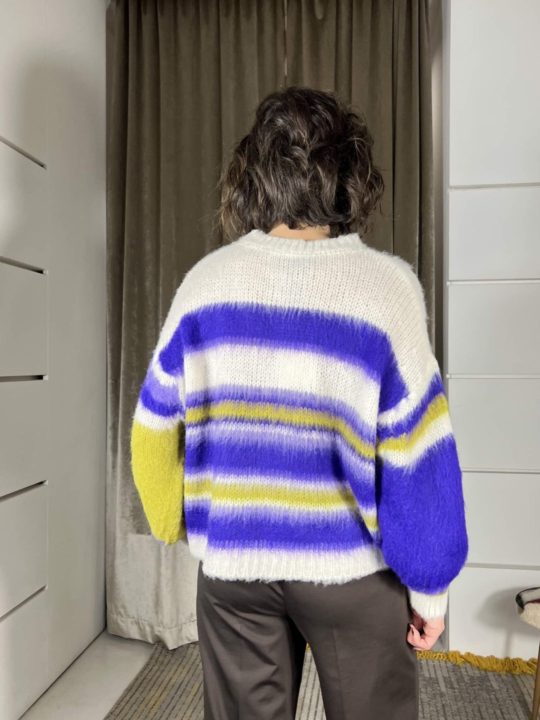 maglione a righe in misto lana MFP-P277PANNA/LILLA/VIOLA/PISTACCHIO HAVE ONE