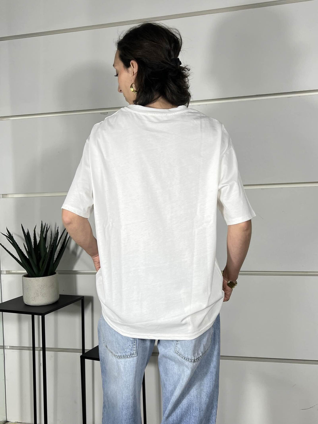 t-shirt bianca con stampa matcha verde e rosa 690002MATCHA SPICY CAFE
