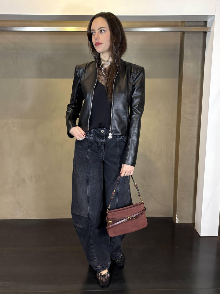 jeans ampi con pince al ginocchio neri 8P0773D1WZNK481 PATRIZIA PEPE PREVIEW